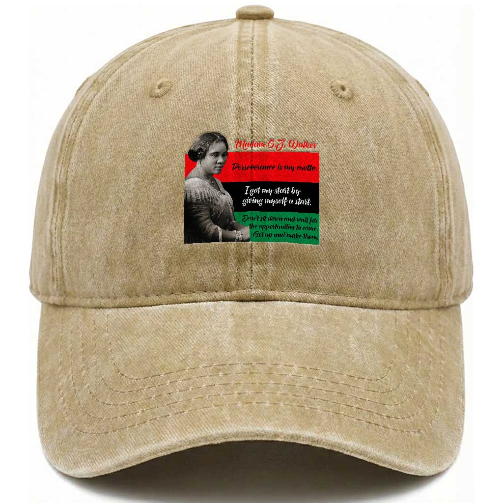 Madam CJ Walker Washed Cotton Baseball Cap Women Empowerment Inspirational Quote