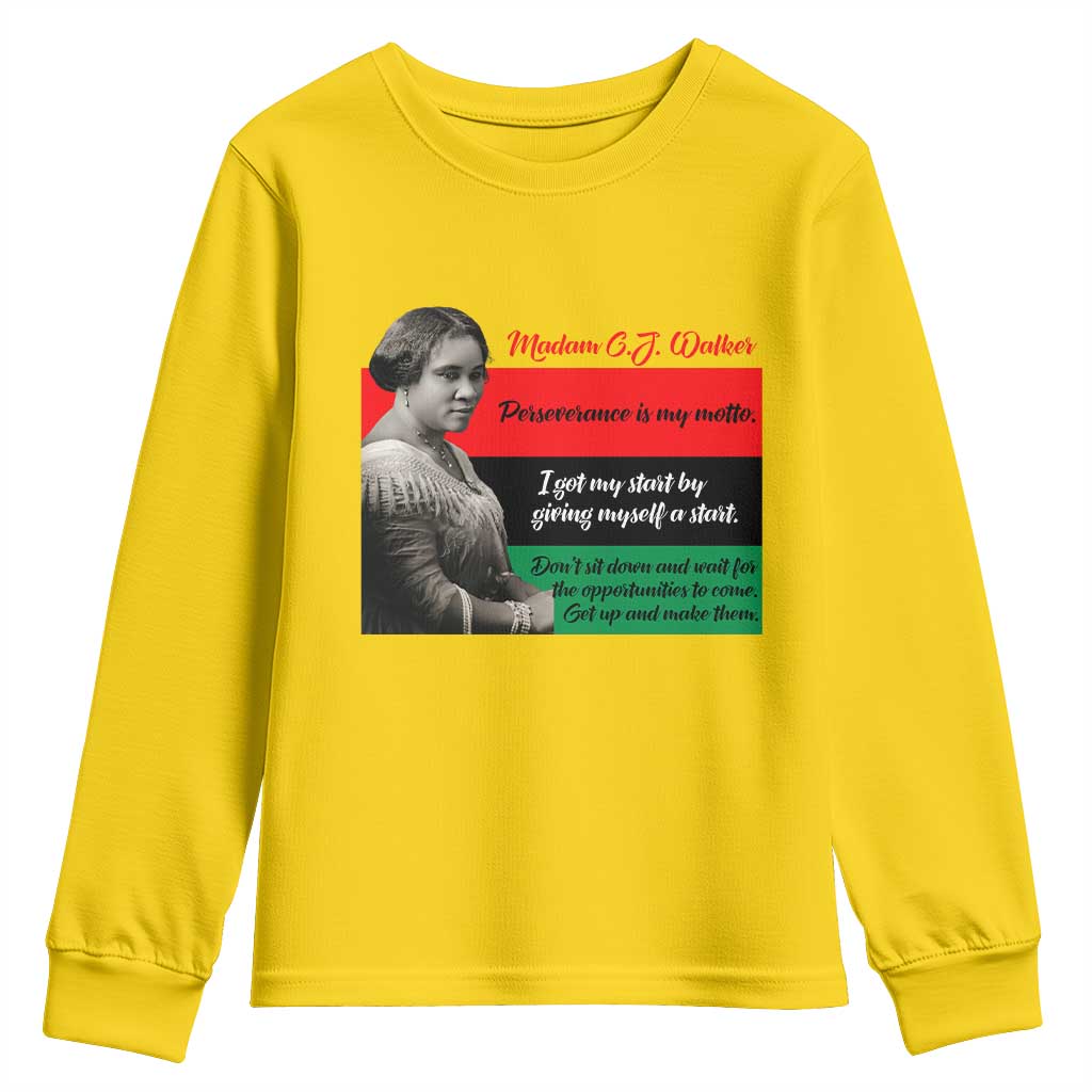 Madam CJ Walker Youth Sweatshirt Women Empowerment Inspirational Quote - Wonder Print Shop