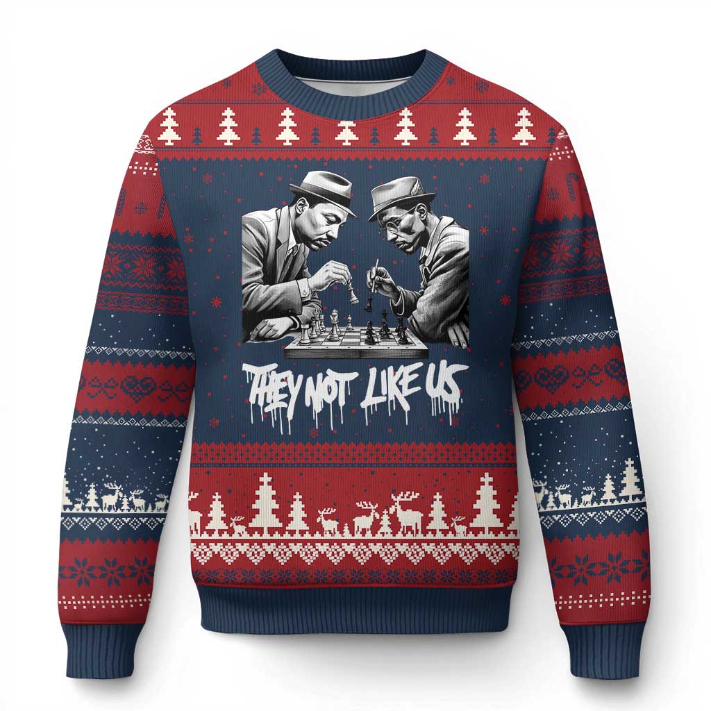 MLK And Malcolm X Ugly Christmas Sweater They Not Like Us African American Heritage Gift - Wonder Print Shop