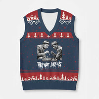 MLK And Malcolm X V-Neck Knit Sweater Vest They Not Like Us African American Heritage Gift - Wonder Print Shop