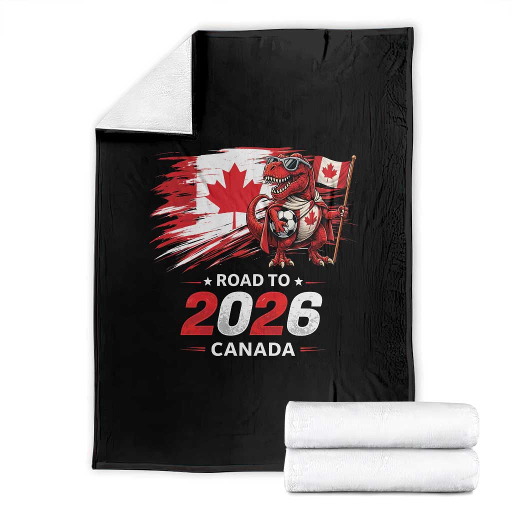 Funny Canada Soccer Dinosaur Throw Blanket Road To 2026