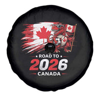 Funny Canada Soccer Dinosaur Spare Tire Cover Road To 2026