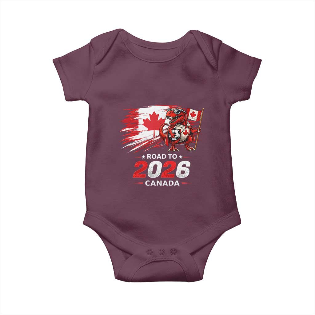 Funny Canada Soccer Dinosaur Baby Onesie Road To 2026