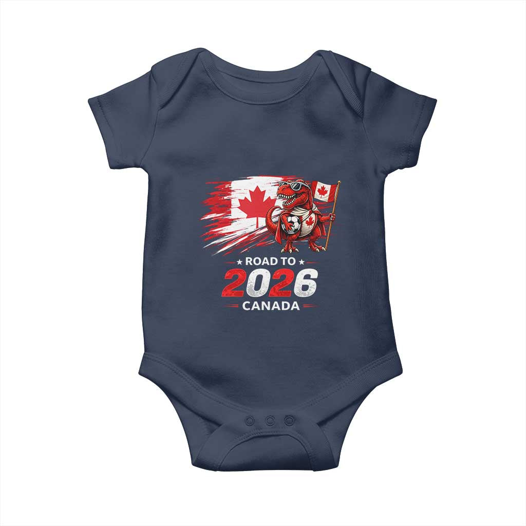 Funny Canada Soccer Dinosaur Baby Onesie Road To 2026