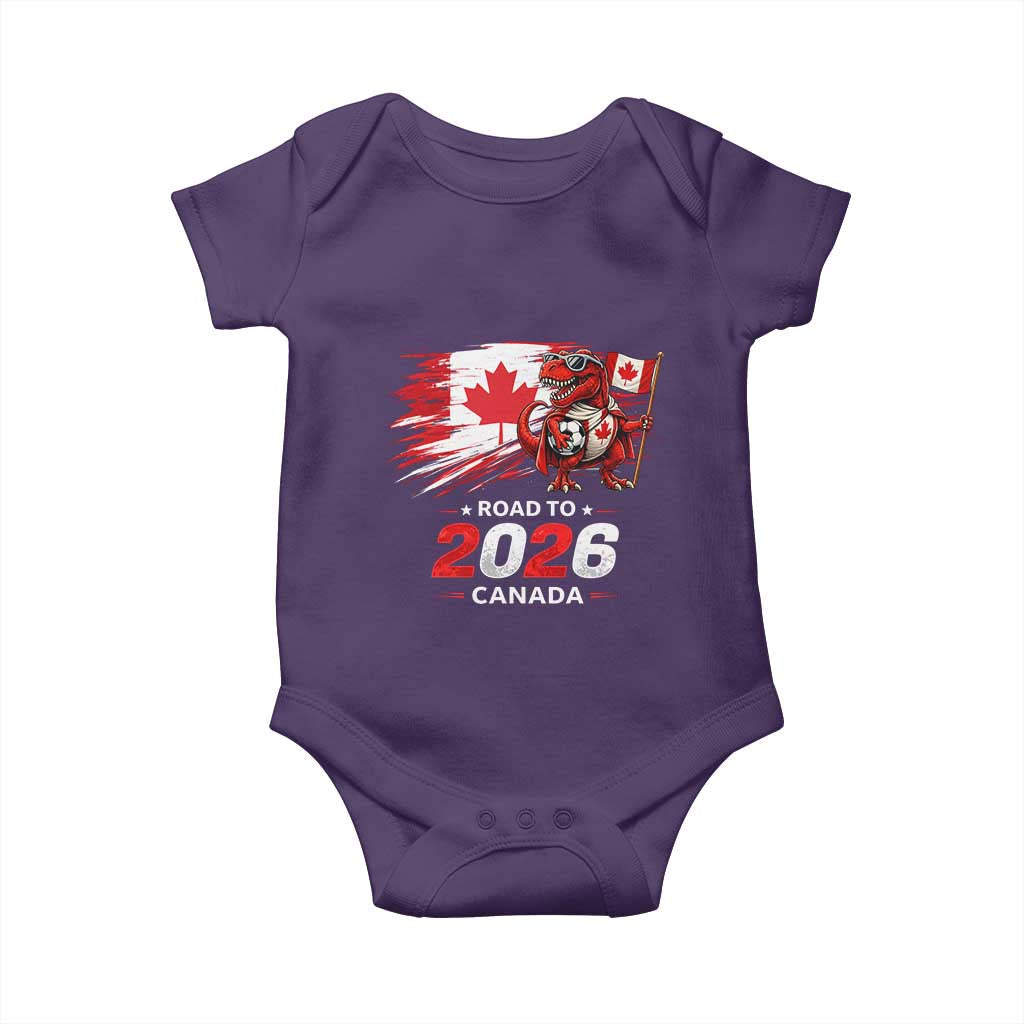 Funny Canada Soccer Dinosaur Baby Onesie Road To 2026
