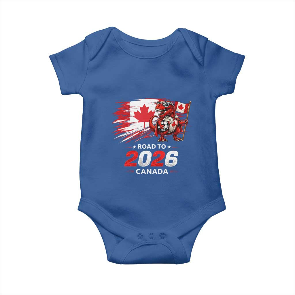 Funny Canada Soccer Dinosaur Baby Onesie Road To 2026