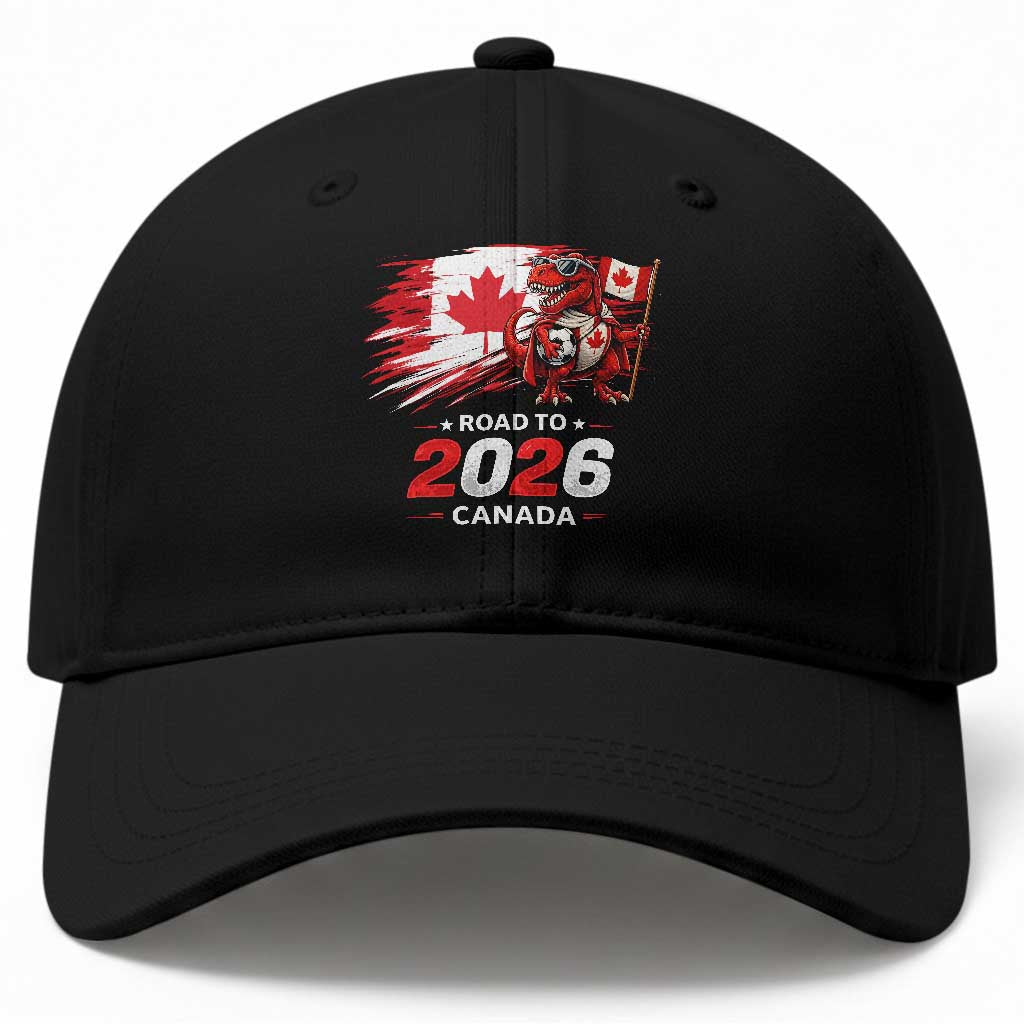 Funny Canada Soccer Dinosaur Baseball Cap Road To 2026