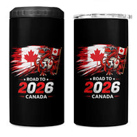 Funny Canada Soccer Dinosaur 4 in 1 Can Cooler Tumbler Road To 2026