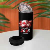 Funny Canada Soccer Dinosaur 4 in 1 Can Cooler Tumbler Road To 2026