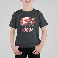 Funny Canada Soccer Dinosaur T Shirt For Kid Road To 2026