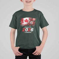 Funny Canada Soccer Dinosaur T Shirt For Kid Road To 2026
