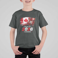 Funny Canada Soccer Dinosaur T Shirt For Kid Road To 2026