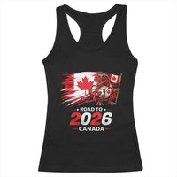 Funny Canada Soccer Dinosaur Racerback Tank Top Road To 2026