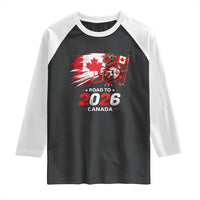Funny Canada Soccer Dinosaur Raglan Shirt Road To 2026
