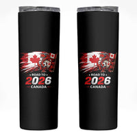 Funny Canada Soccer Dinosaur Skinny Tumbler Road To 2026