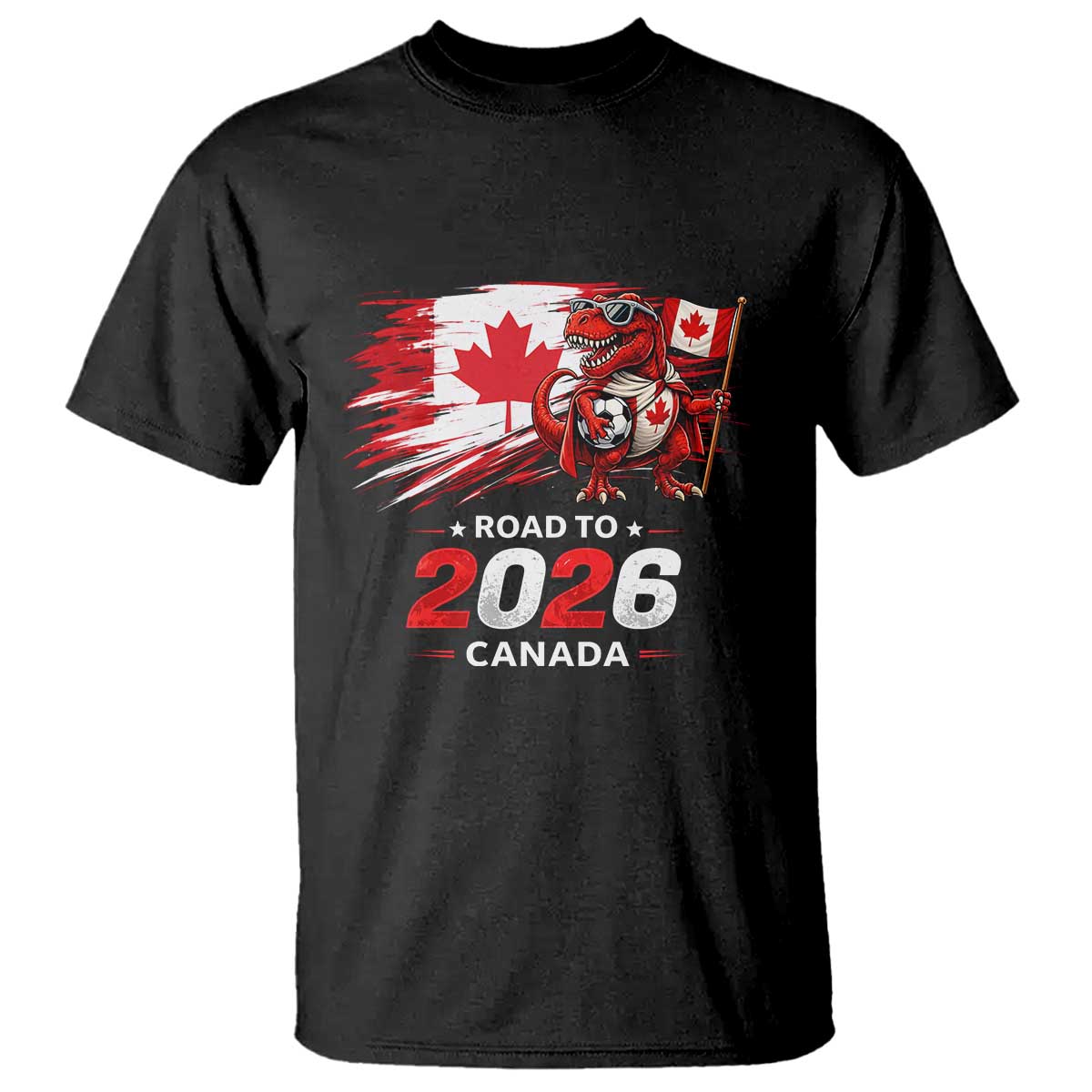 Funny Canada Soccer Dinosaur T Shirt Road To 2026