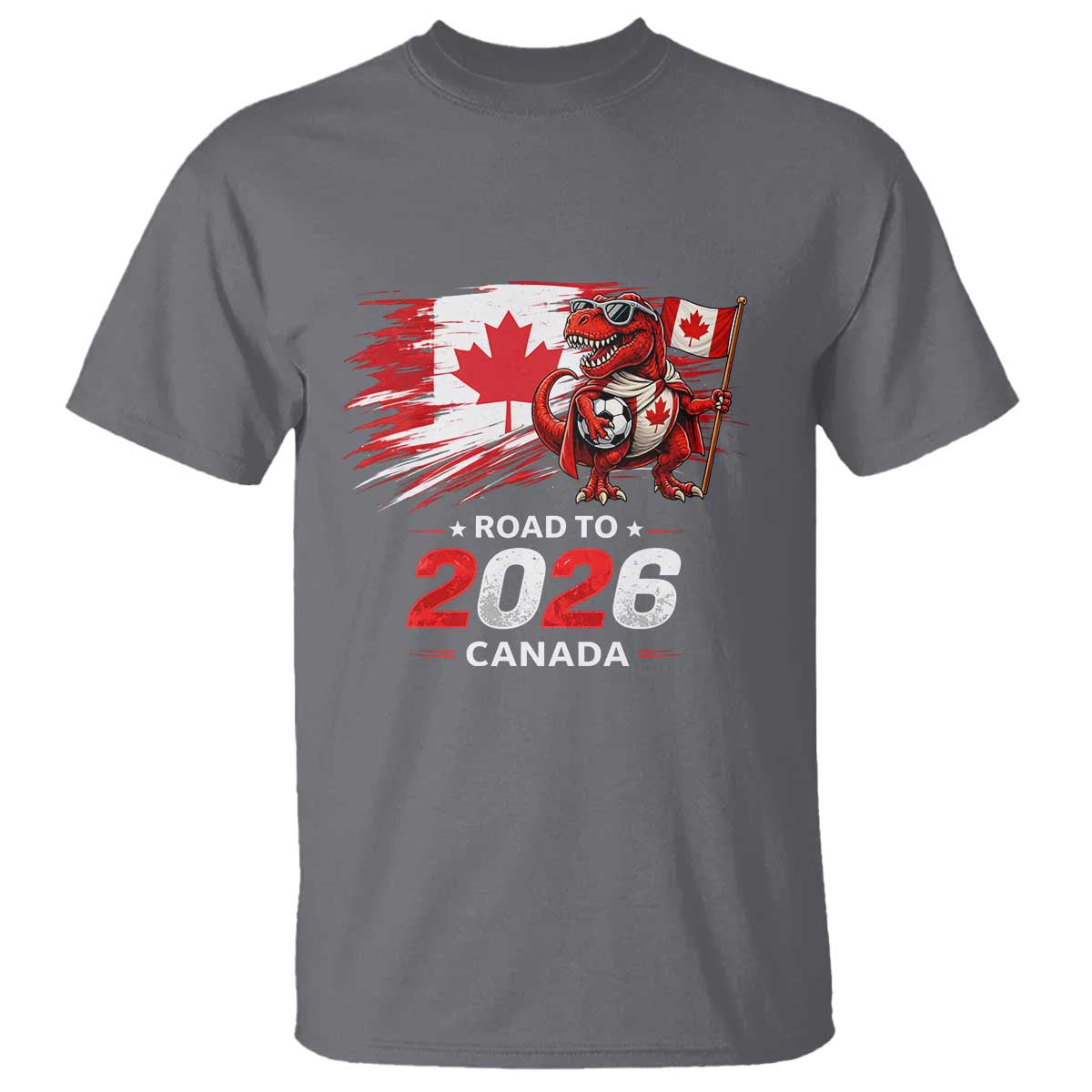 Funny Canada Soccer Dinosaur T Shirt Road To 2026