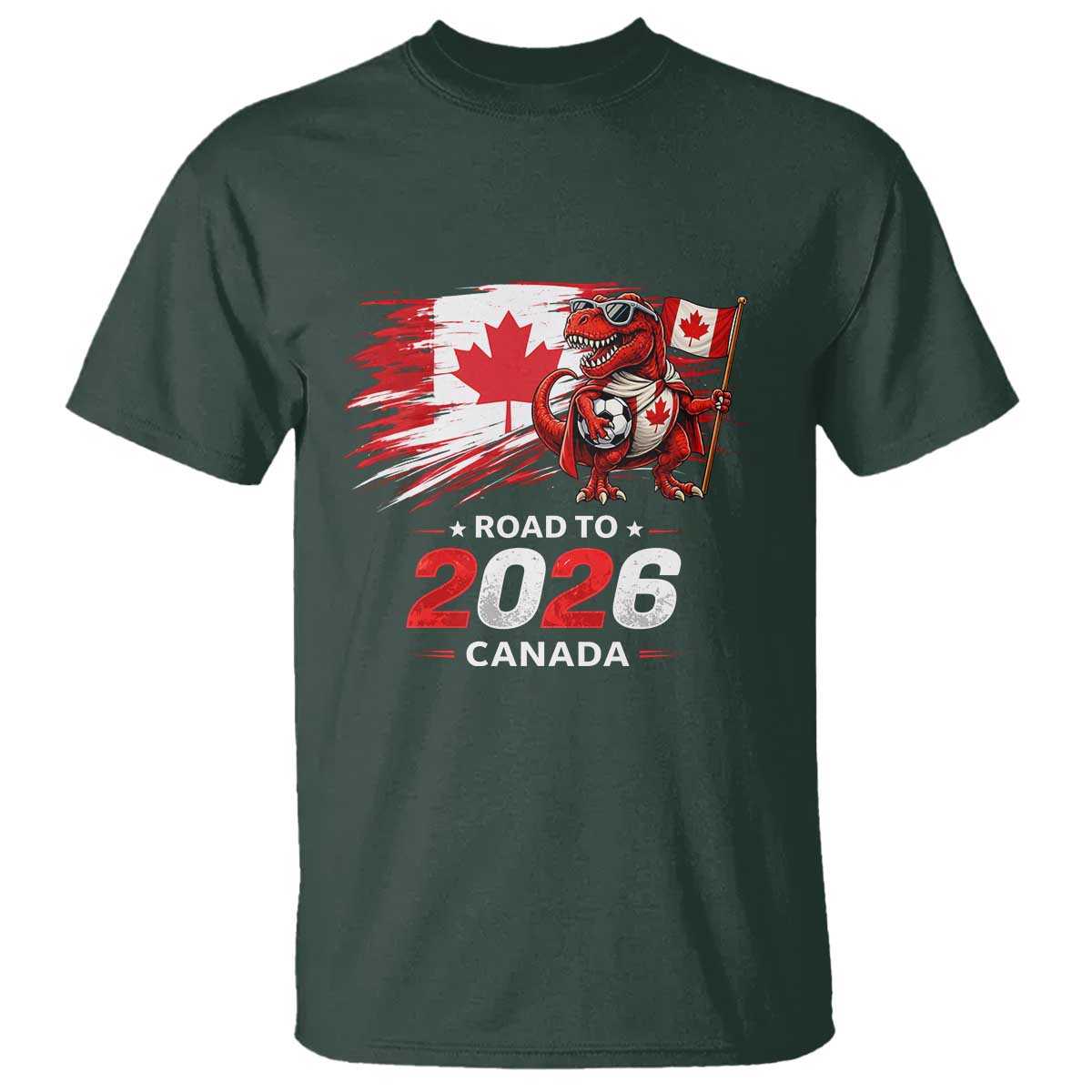 Funny Canada Soccer Dinosaur T Shirt Road To 2026
