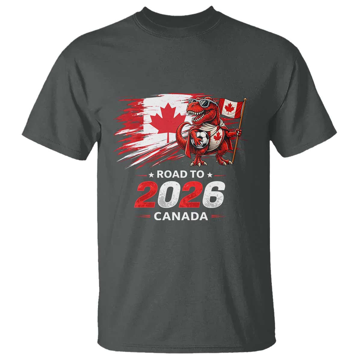 Funny Canada Soccer Dinosaur T Shirt Road To 2026