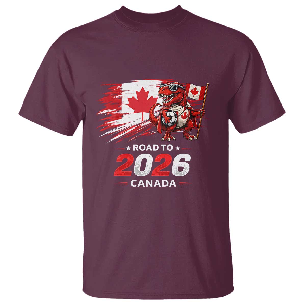 Funny Canada Soccer Dinosaur T Shirt Road To 2026
