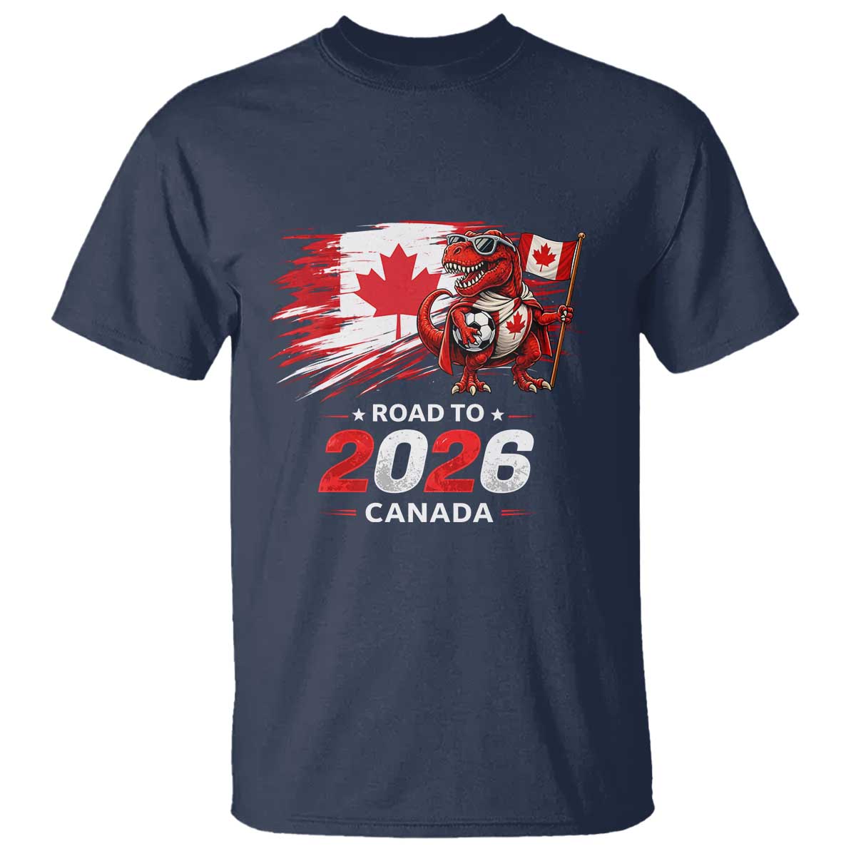 Funny Canada Soccer Dinosaur T Shirt Road To 2026