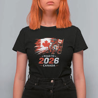 Funny Canada Soccer Dinosaur T Shirt For Women Road To 2026