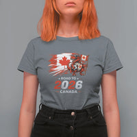 Funny Canada Soccer Dinosaur T Shirt For Women Road To 2026
