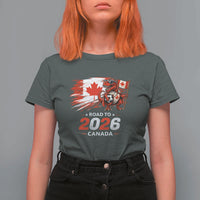 Funny Canada Soccer Dinosaur T Shirt For Women Road To 2026