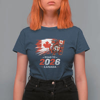 Funny Canada Soccer Dinosaur T Shirt For Women Road To 2026