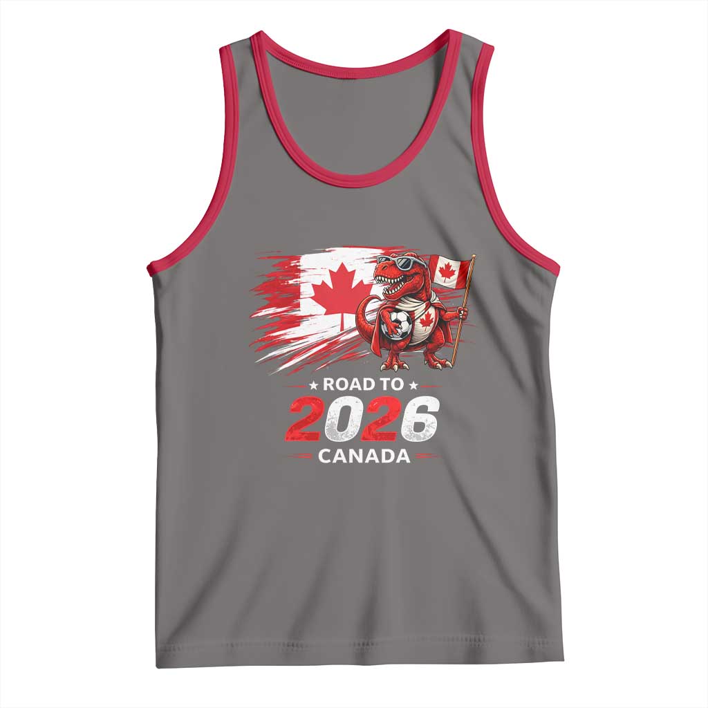 Funny Canada Soccer Dinosaur Tank Top Road To 2026