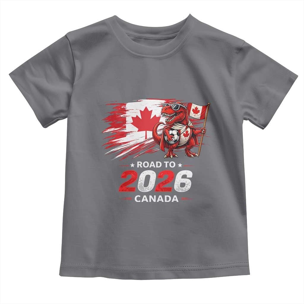 Funny Canada Soccer Dinosaur Toddler T Shirt Road To 2026