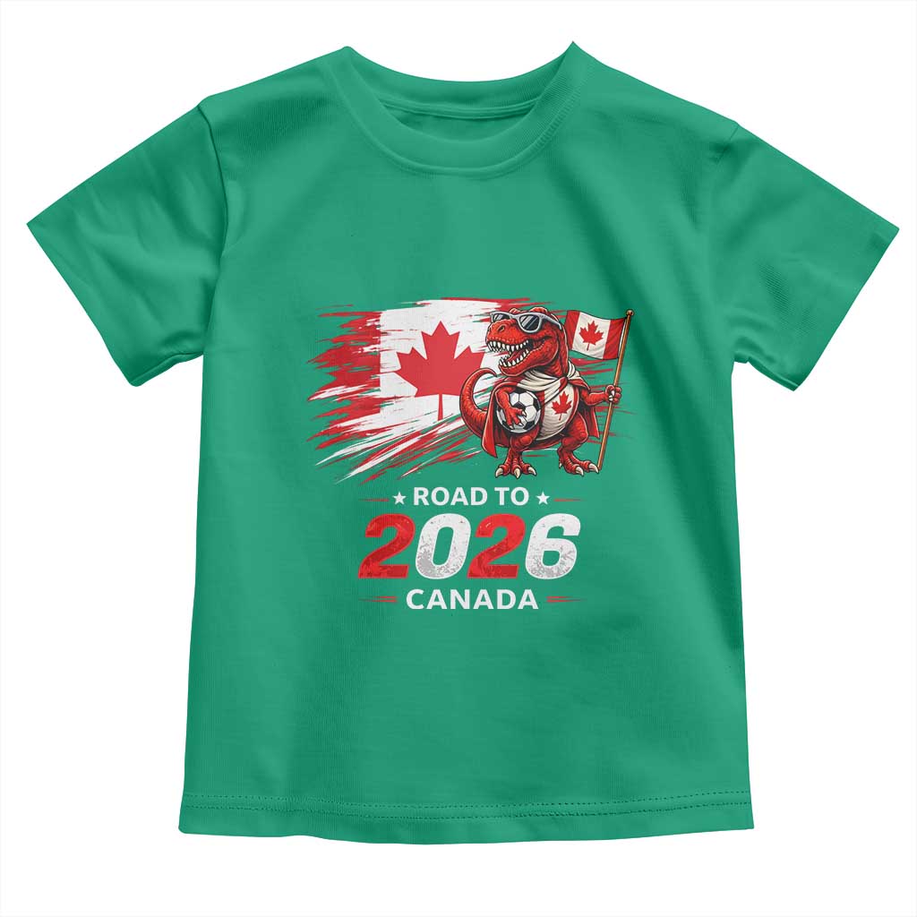 Funny Canada Soccer Dinosaur Toddler T Shirt Road To 2026