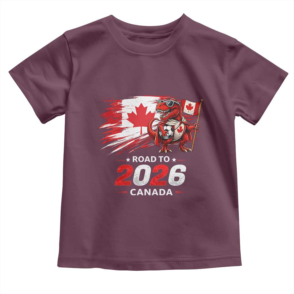 Funny Canada Soccer Dinosaur Toddler T Shirt Road To 2026