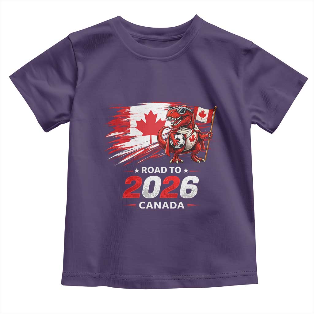 Funny Canada Soccer Dinosaur Toddler T Shirt Road To 2026