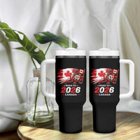 Funny Canada Soccer Dinosaur Tumbler With Handle Road To 2026