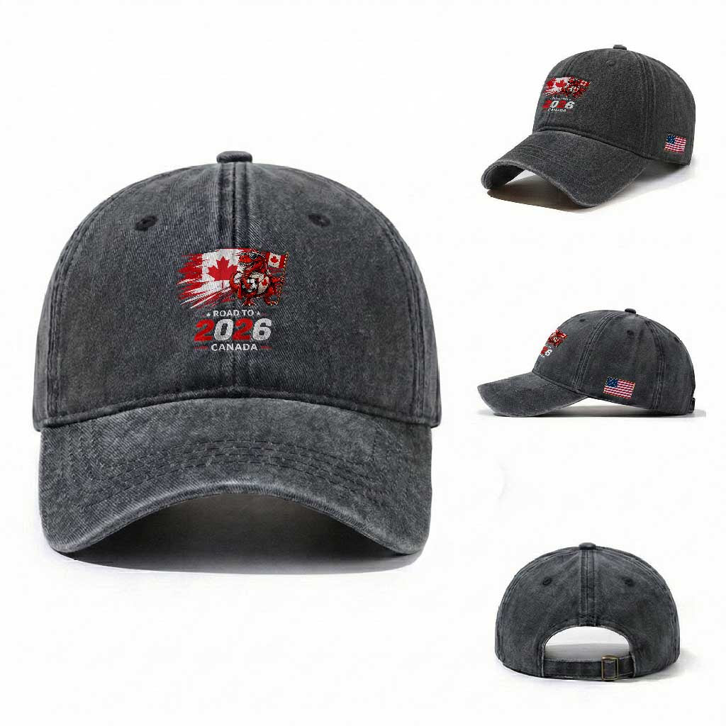 Funny Canada Soccer Dinosaur Washed Cotton Baseball Cap Road To 2026