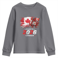 Funny Canada Soccer Dinosaur Youth Sweatshirt Road To 2026