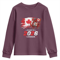 Funny Canada Soccer Dinosaur Youth Sweatshirt Road To 2026
