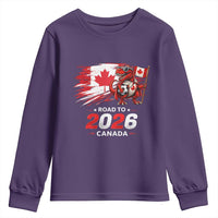 Funny Canada Soccer Dinosaur Youth Sweatshirt Road To 2026