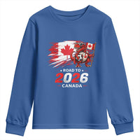 Funny Canada Soccer Dinosaur Youth Sweatshirt Road To 2026