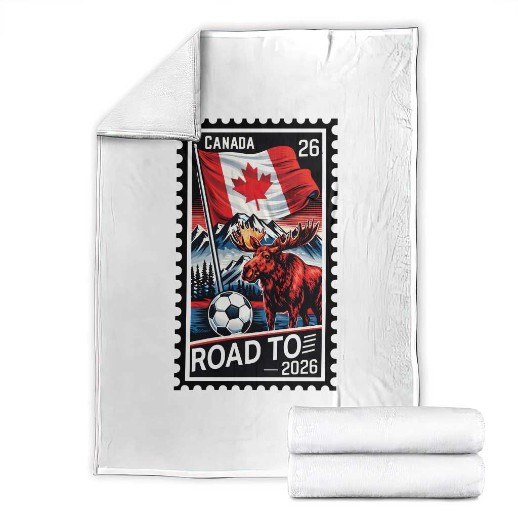 Canada Soccer Moose Throw Blanket Vintage Postal Stamp Road To 2026