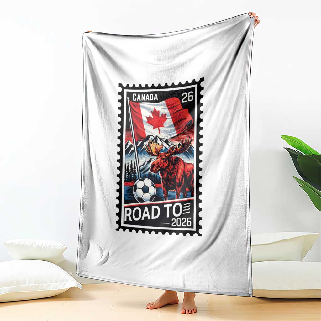 Canada Soccer Moose Throw Blanket Vintage Postal Stamp Road To 2026