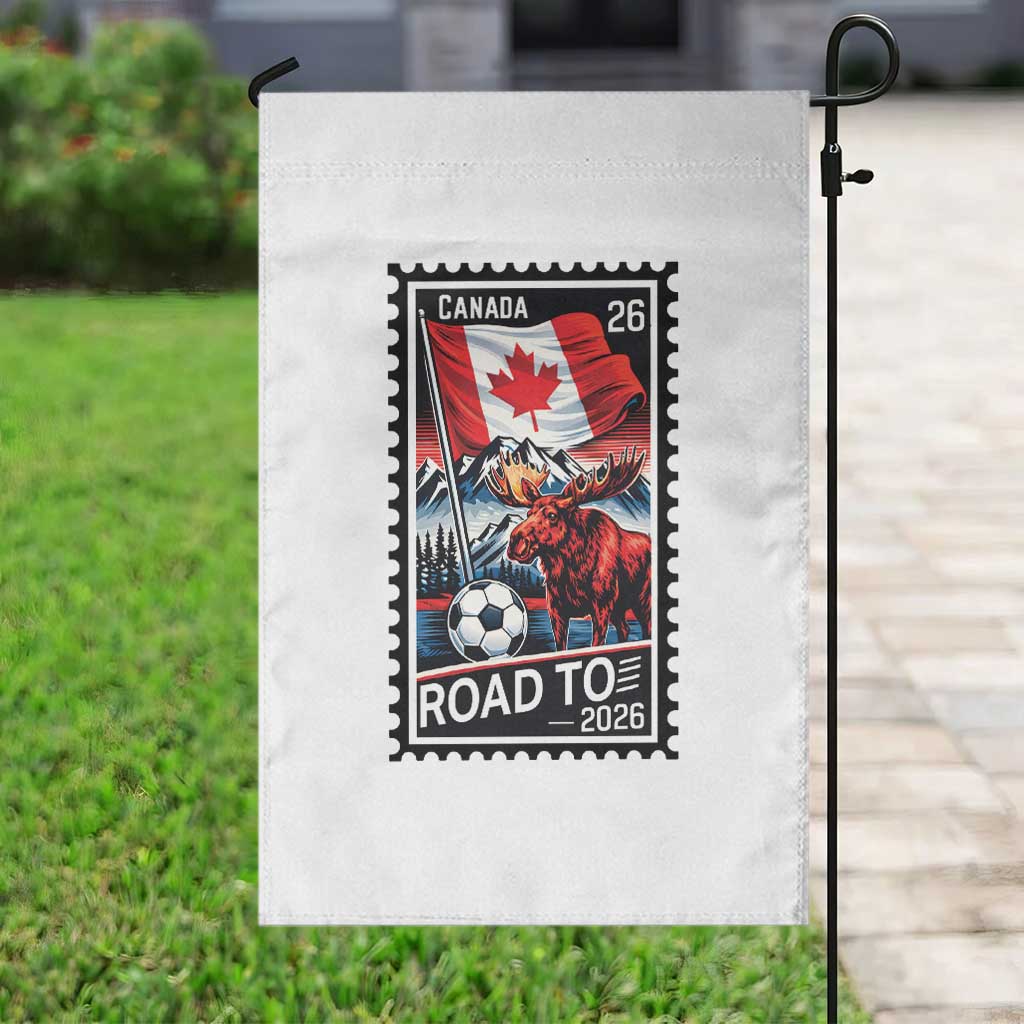 Canada Soccer Moose Garden Flag Vintage Postal Stamp Road To 2026