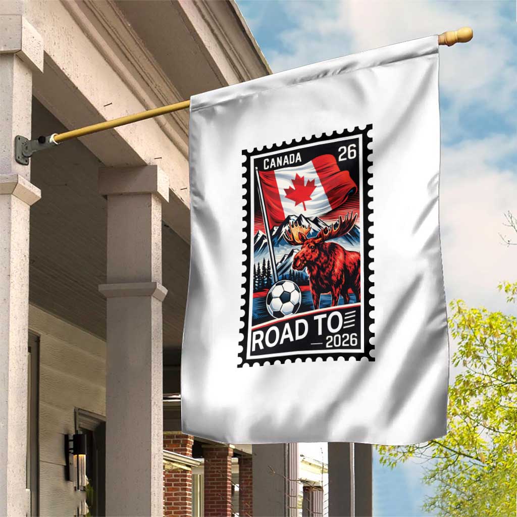 Canada Soccer Moose Garden Flag Vintage Postal Stamp Road To 2026