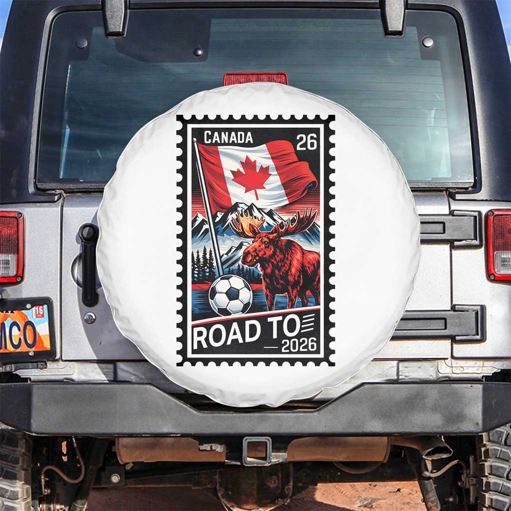 Canada Soccer Moose Spare Tire Cover Vintage Postal Stamp Road To 2026
