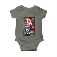 Canada Soccer Moose Baby Onesie Vintage Postal Stamp Road To 2026