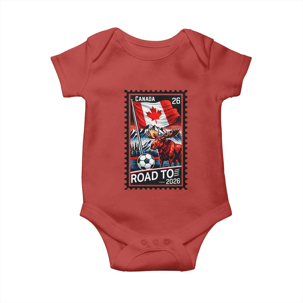 Canada Soccer Moose Baby Onesie Vintage Postal Stamp Road To 2026