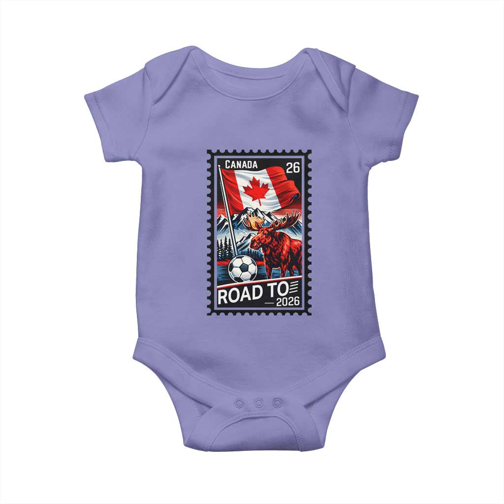 Canada Soccer Moose Baby Onesie Vintage Postal Stamp Road To 2026