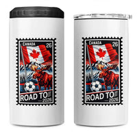 Canada Soccer Moose 4 in 1 Can Cooler Tumbler Vintage Postal Stamp Road To 2026