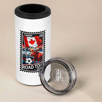 Canada Soccer Moose 4 in 1 Can Cooler Tumbler Vintage Postal Stamp Road To 2026